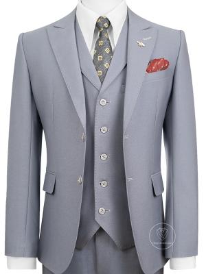 Bộ Suit Xám Trắng Phối Đột Chỉ Viền Modern Fit TGS376